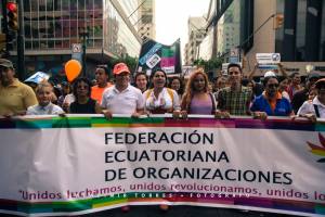 Marcha del Orgullo y Diversidad Sexual 2016 encabezada por la Federación de organizaciones LGBTI Diane Rodriguez y Marcela Aguinaga  y Jorge Velez (2)